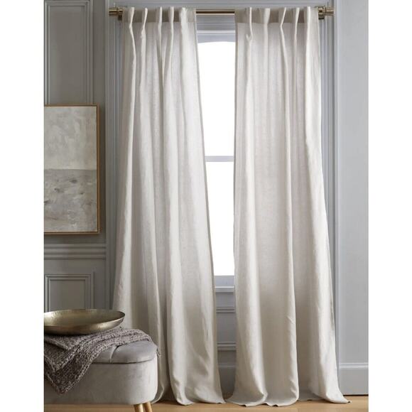 Quince European Linen Curtain - Light Grey Cotton Lined - 48